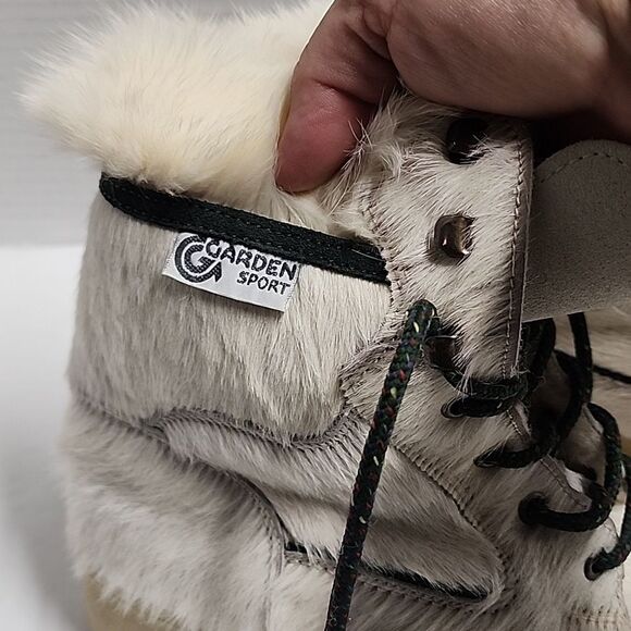 Garden Sport vintage white animal fur tie up women's boots sz 8 made in Italy - Picture 2 of 11